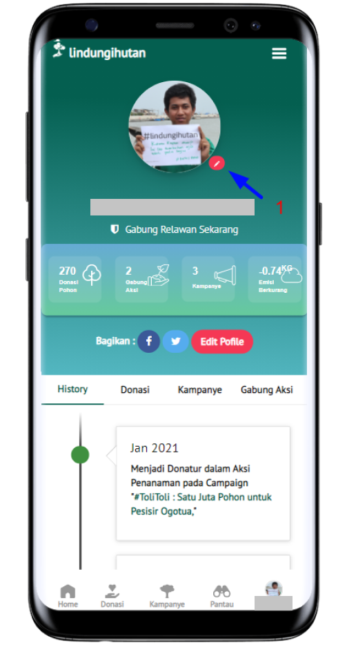 Cara mengganti foto profil LindungiHutan
