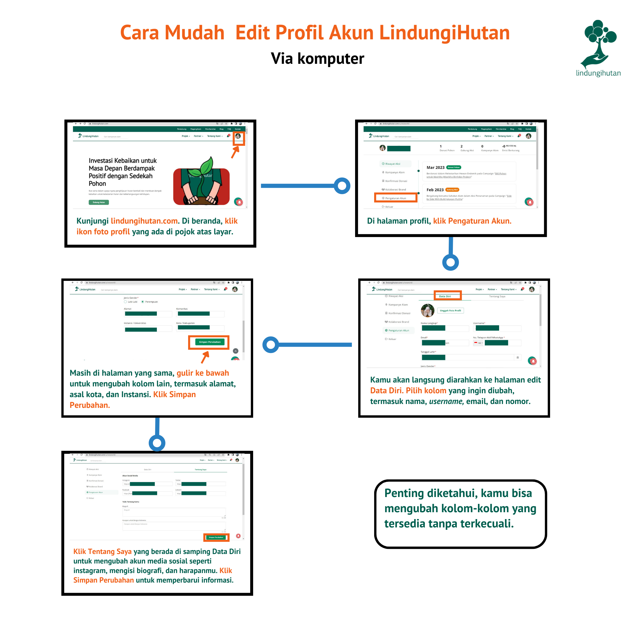 Edit profil akun lindungihutan.
