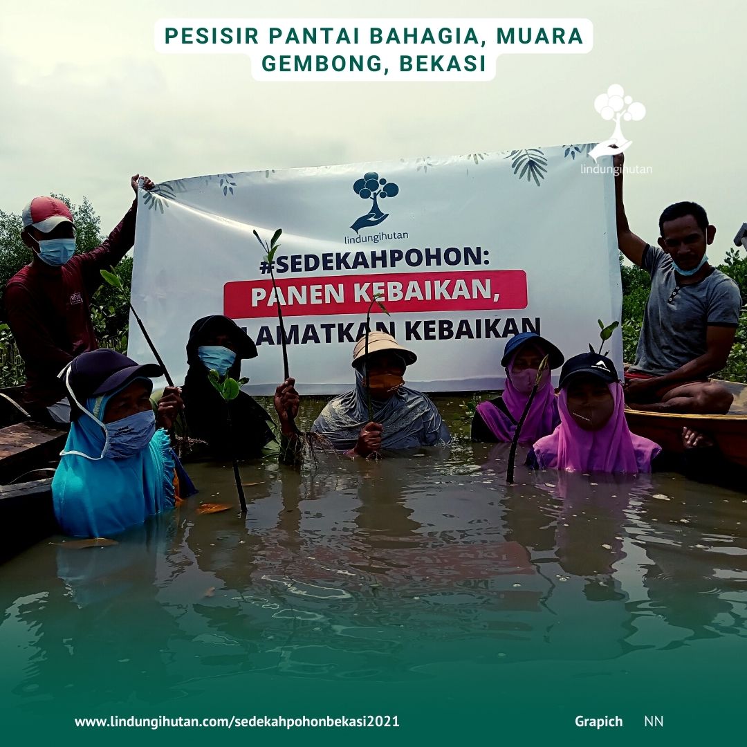 Foto penghijauan lapangan yang LindungiHutan lakukan bersama mitra penghijauan lapangan di bekasi dalam rangka Sedekah Pohon Bekasi tahun 2021.