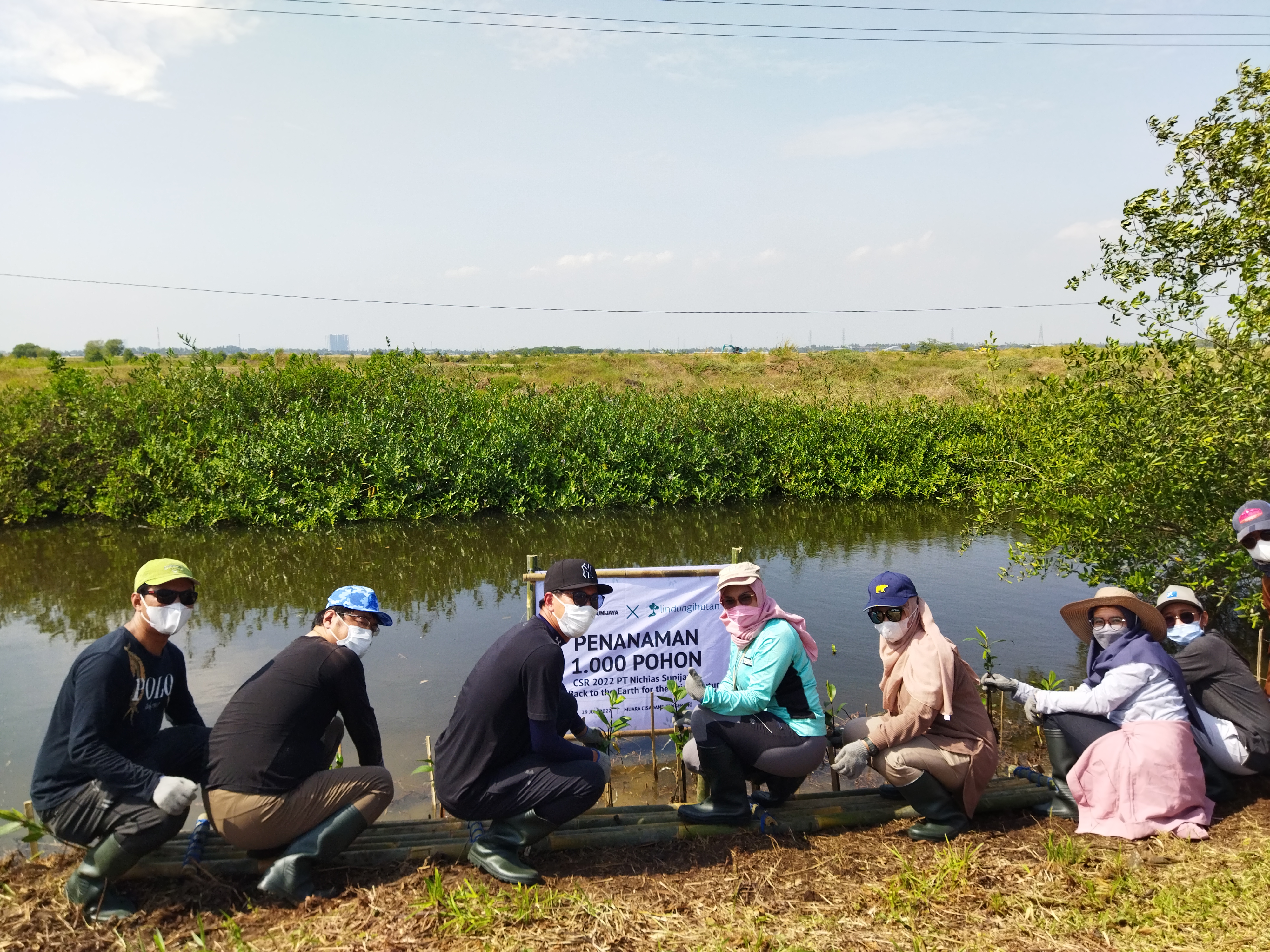 Foto kegiatan penanaman mangrove PT Nichias Sunijaya di Tangerang.